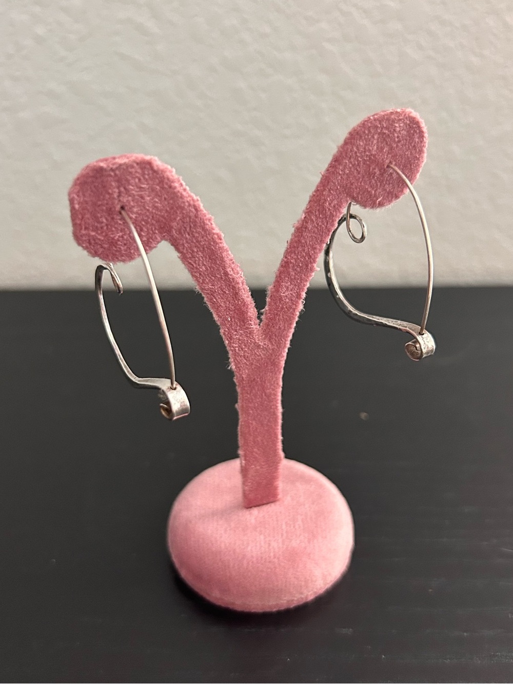 Handcrafted & Hammered Sterling Silver Heart Swirl Shaped Wire Hoop Earrings - Picture 8 of 15